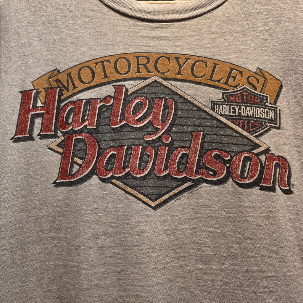 VTG 1993 Harley Davidson Single Stitch Grey Villa Park Illinois T-shirt: XL