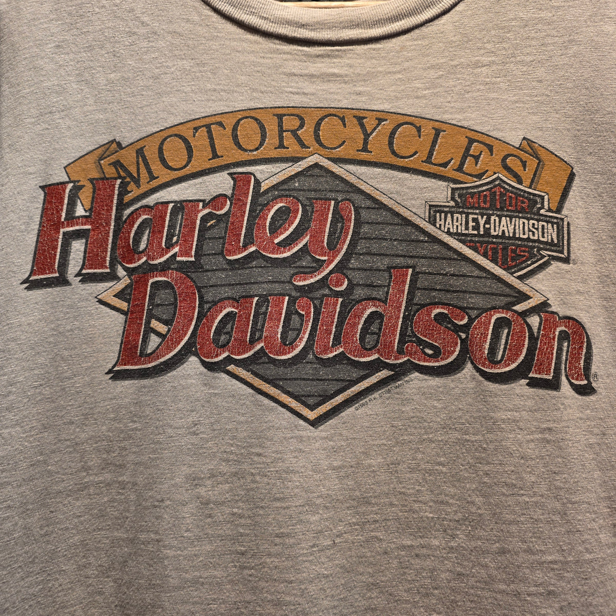 VTG 1993 Harley Davidson Single Stitch Grey Villa Park Illinois T-shirt: XL