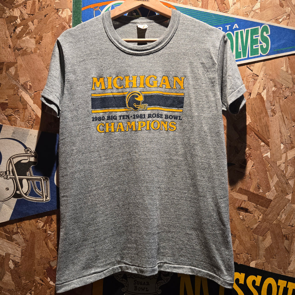 VTG Michigan Wolverines 1980 Big Ten Champions 1981 Rose Bowl Champions T-Shirt: Medium