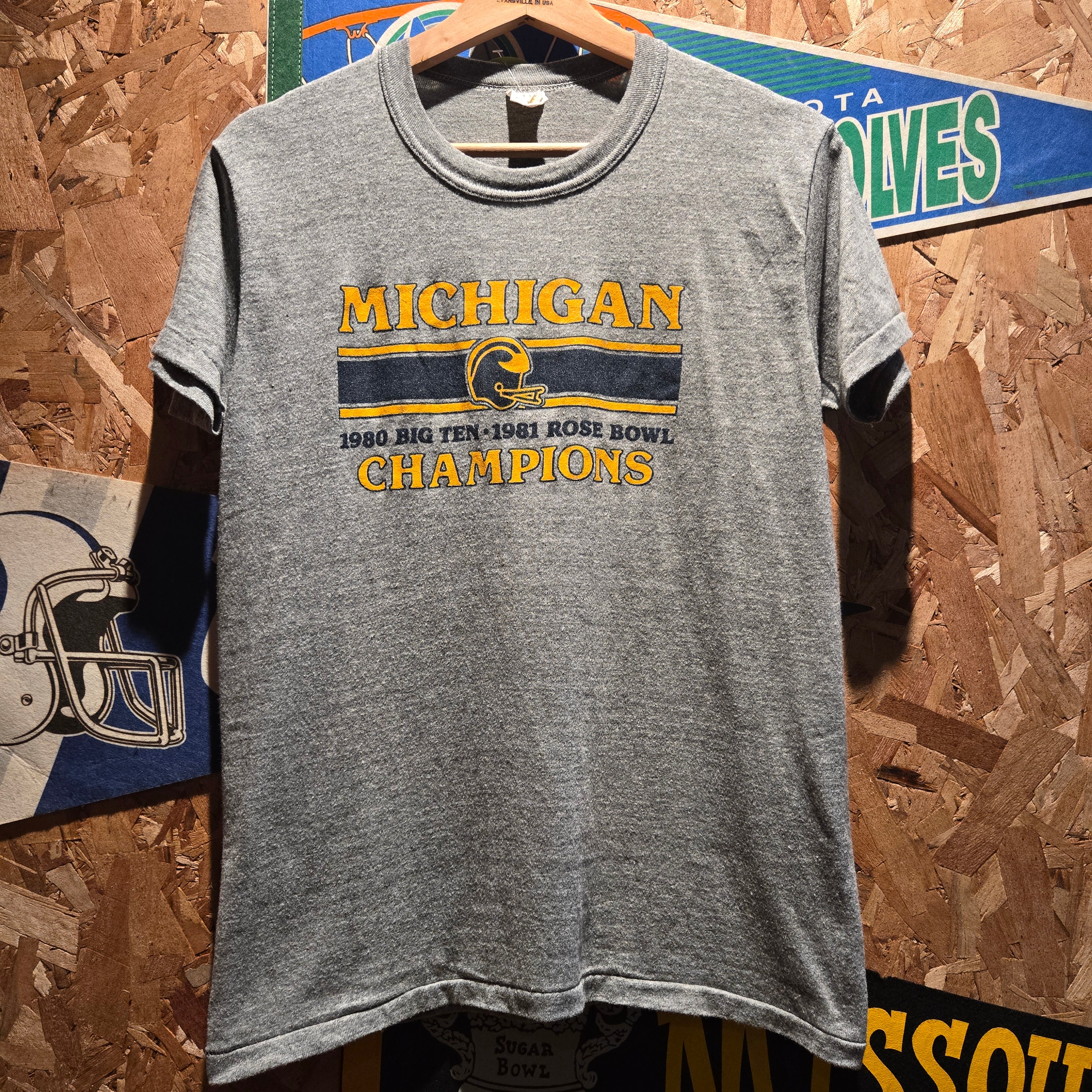 VTG Michigan Wolverines 1980 Big Ten Champions 1981 Rose Bowl Champions T-Shirt: Medium