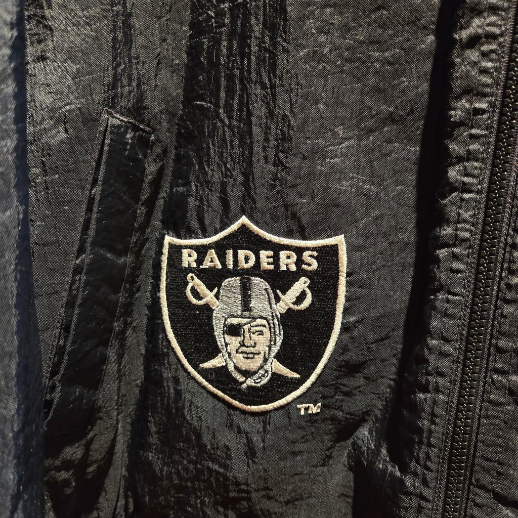 VTG Oakland Raiders Starter ProLine Puffer Jacket Full Zip Hooded: Large