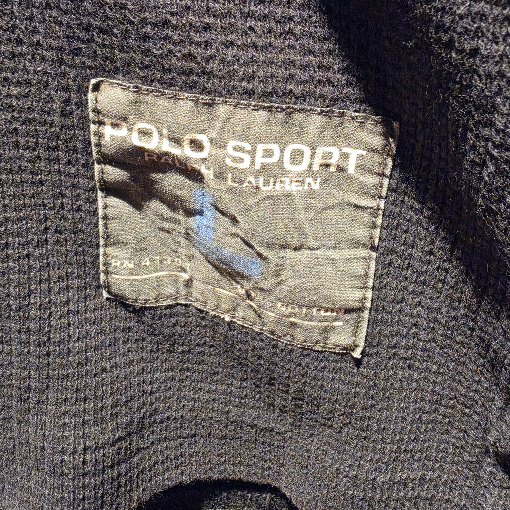 VTG Polo Sport Ralph Lauren Spell Out Logo Blue Mens Hoodie Sweatshirt: Large