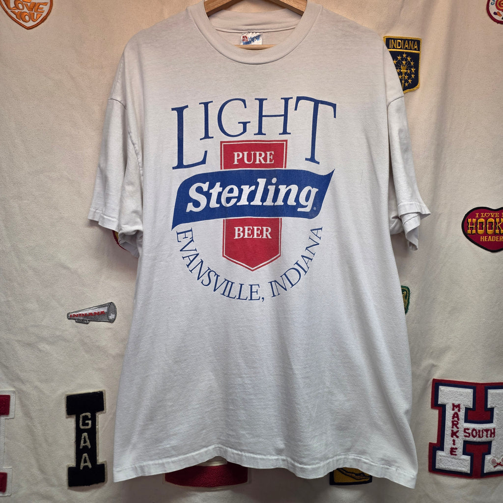 VTG 90's Sterling Light Pure Beer Graphic T-Shirt Evansville Indiana: XL