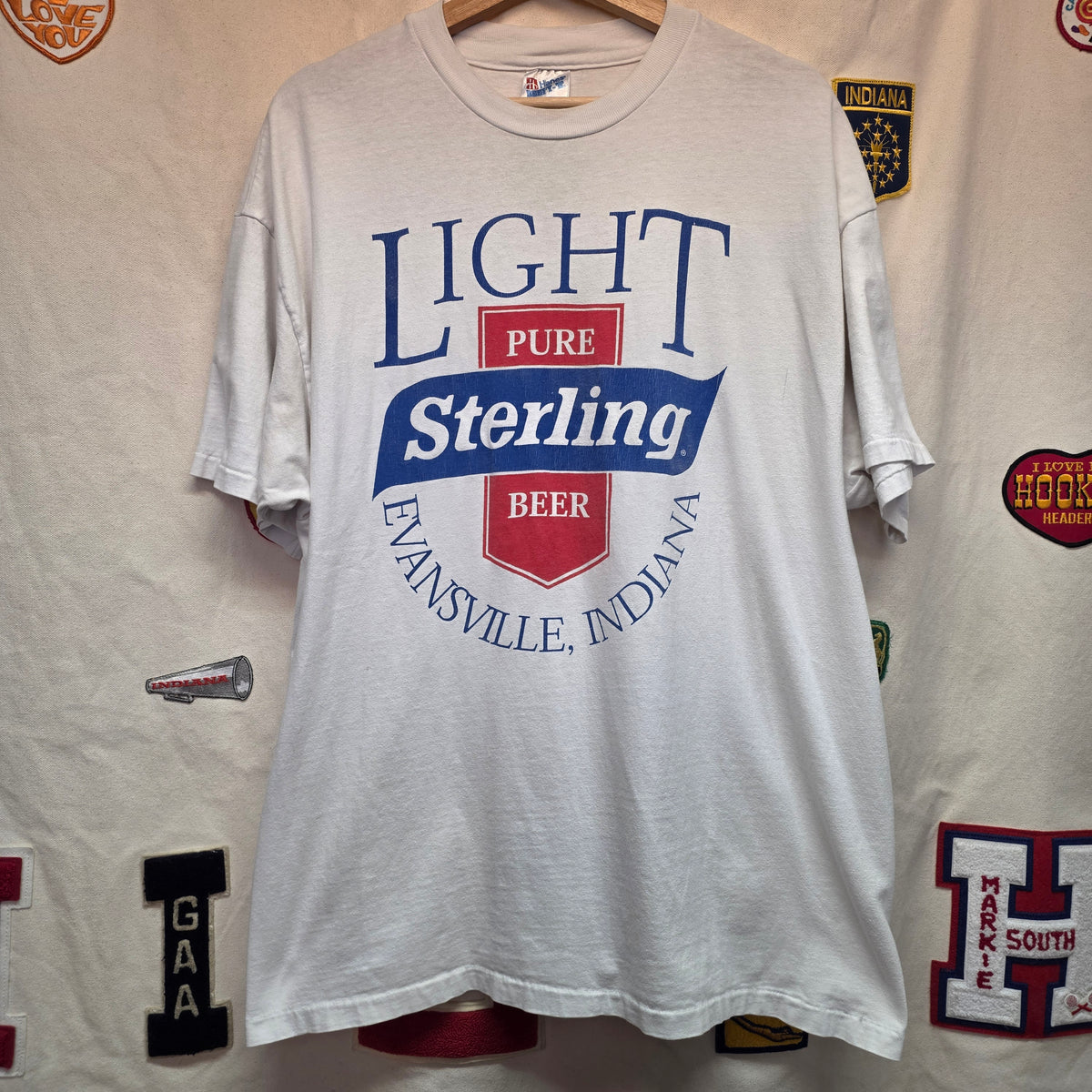VTG 90's Sterling Light Pure Beer Graphic T-Shirt Evansville Indiana: XL