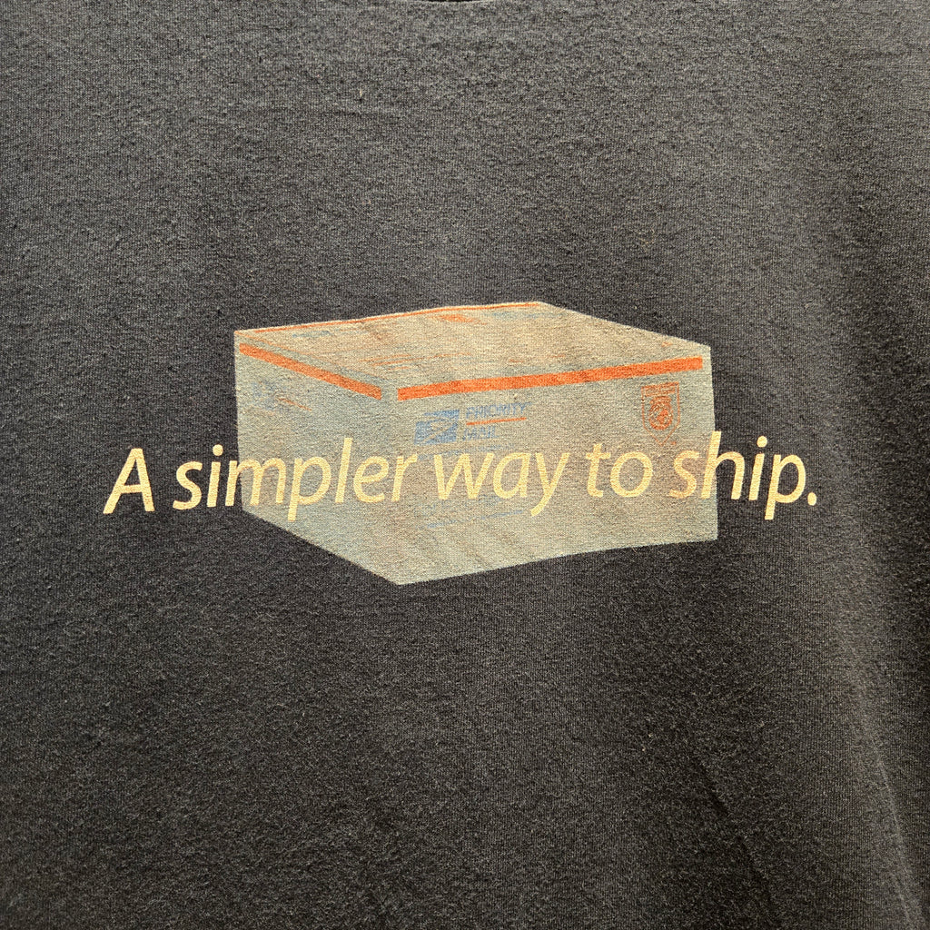 VTG USPS Priority Flat Rate Boxes Navy T-Shirt: Large