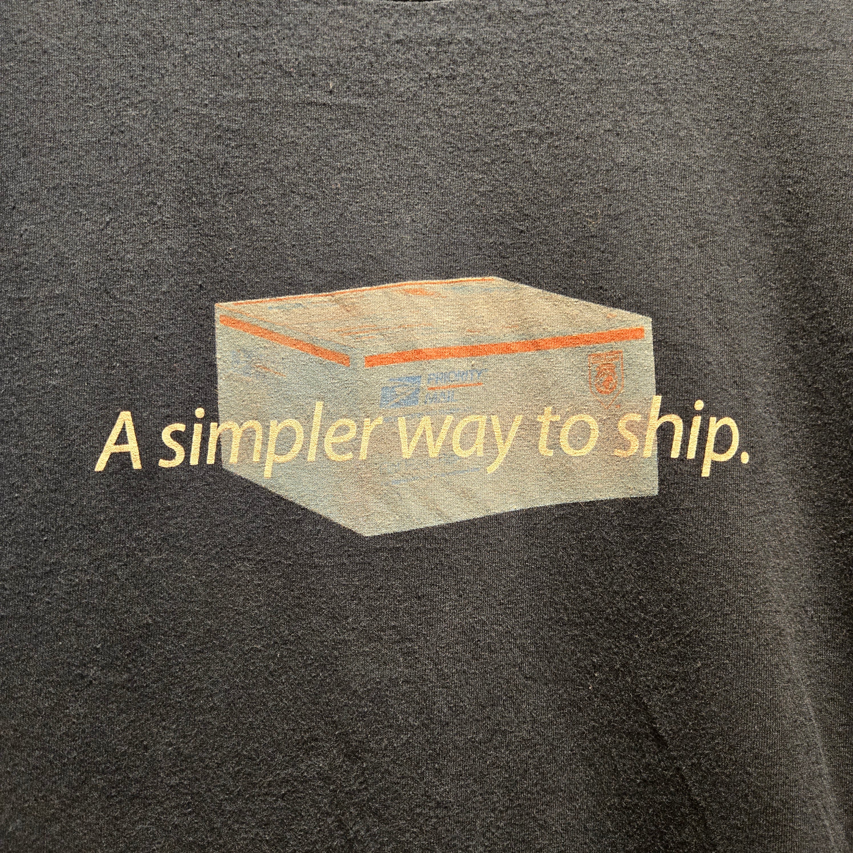 VTG USPS Priority Flat Rate Boxes Navy T-Shirt: Large