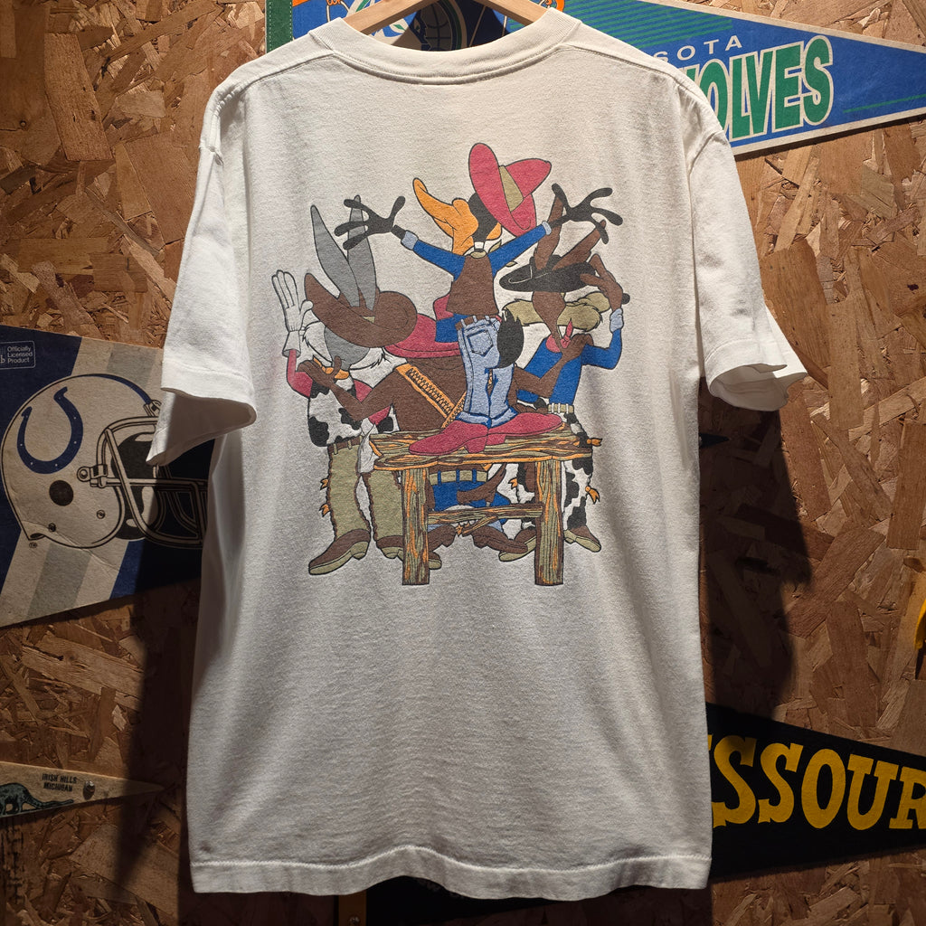 VTG 1995 Six Flags Looney Tunes Cowboy Western Graphic T-Shirt: Large