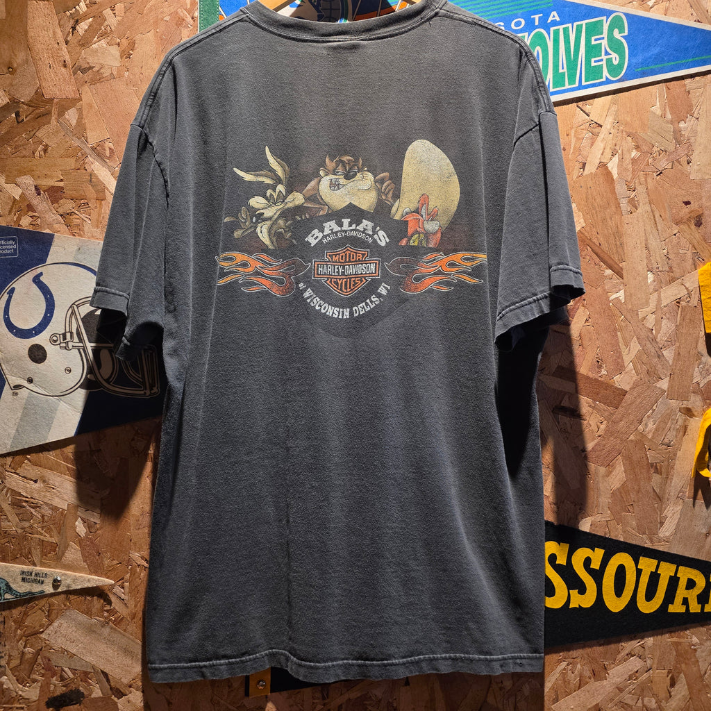VTG Harley Davidson Looney Tunes T-Shirt Catch Me If You Can Bala's: XL