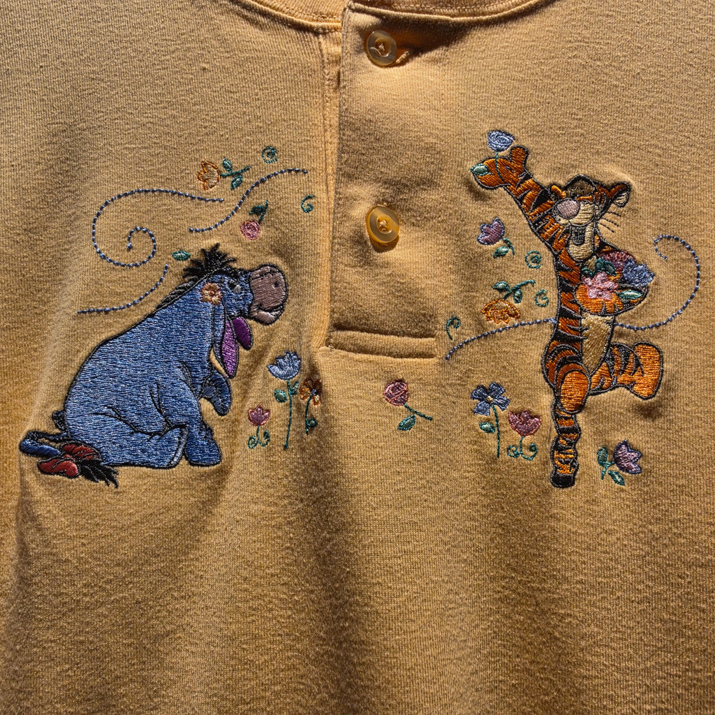 VTG Tiger & Eeyore Disney Store Buttoned T-Shirt Embroidered: Small