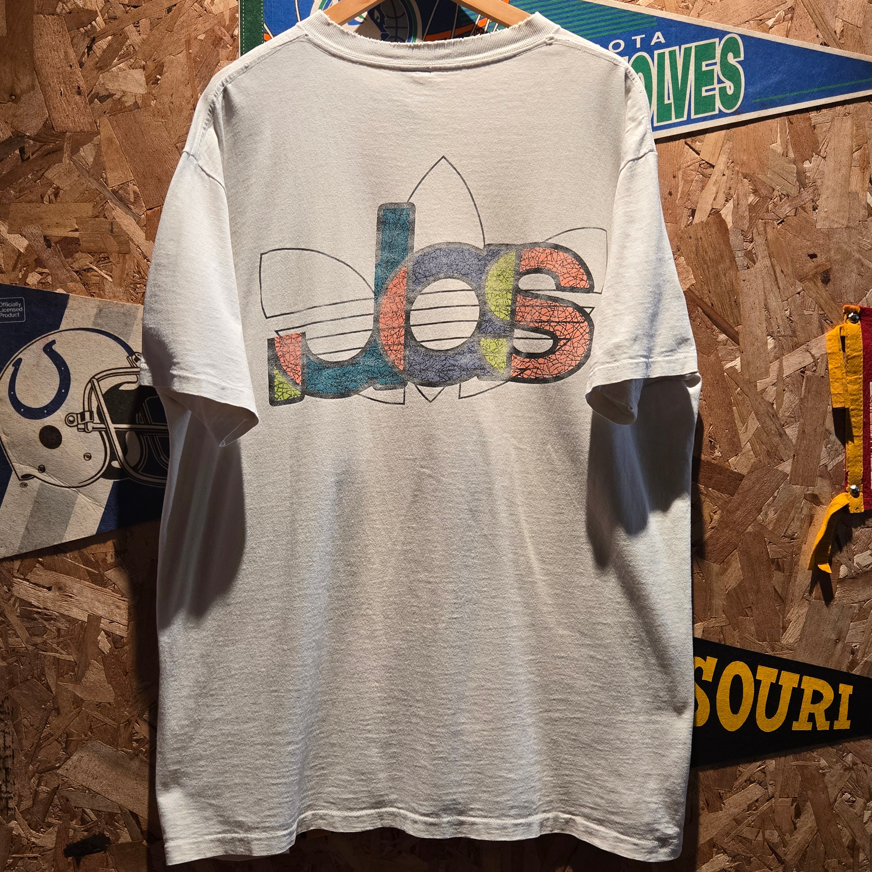 VTG 80's Adidas Double Sided Made In USA Graphic T-Shirt: XL