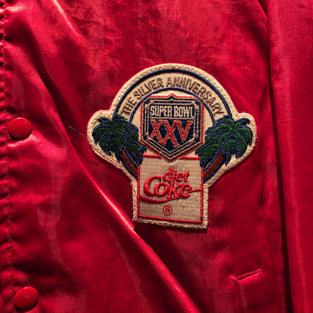VTG Super Bowl XXV Satin Bomber Jacket: 1990 Bills Giants, Diet Coke Patch: Large