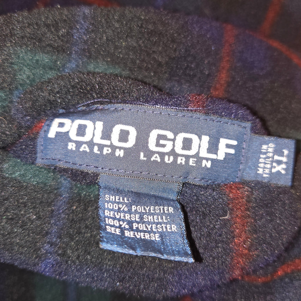 VTG POLO Ralph Lauren GOLF Plaid Reversible Windbreaker & Fleece Jacket: XL
