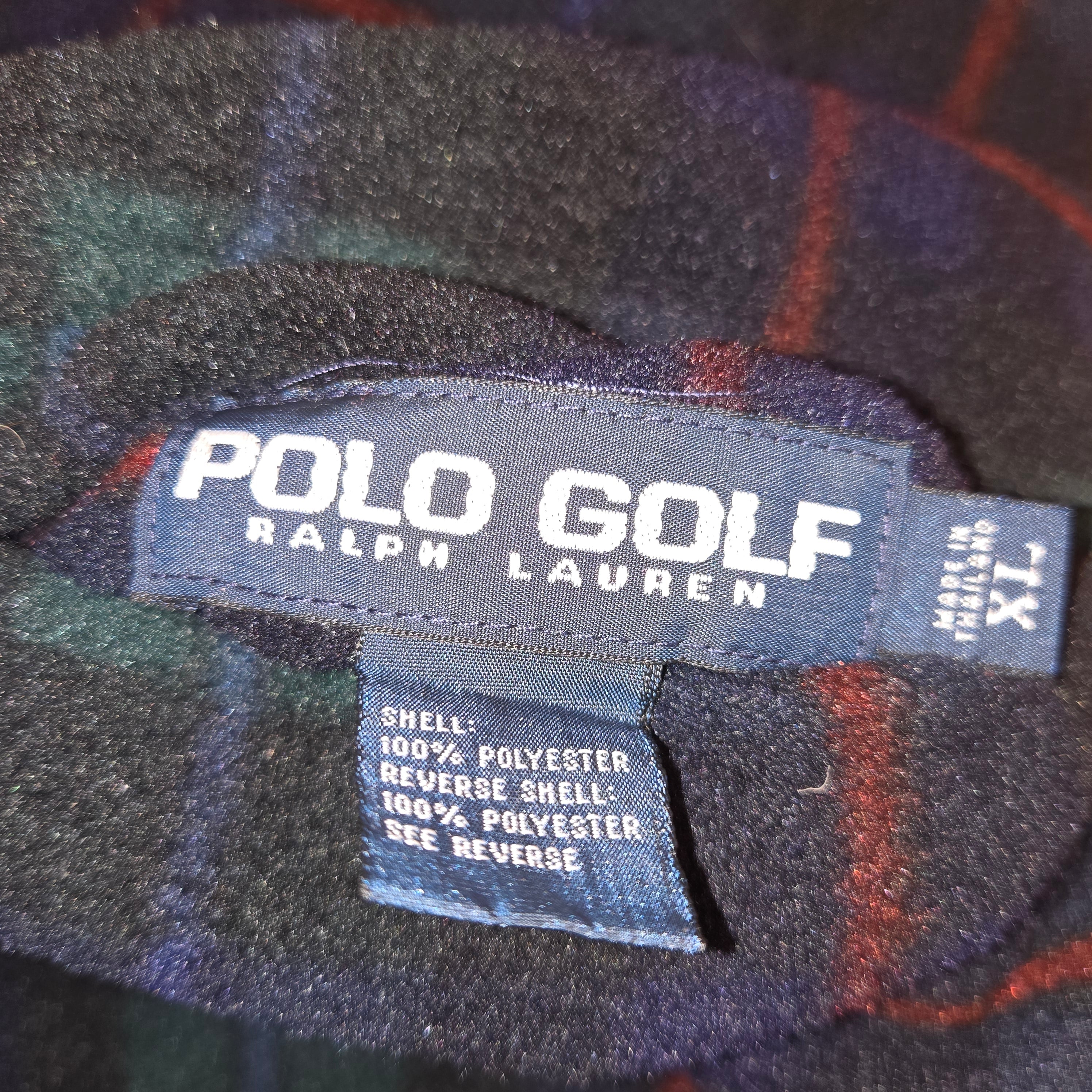 VTG POLO Ralph Lauren GOLF Plaid Reversible Windbreaker & Fleece Jacket: XL