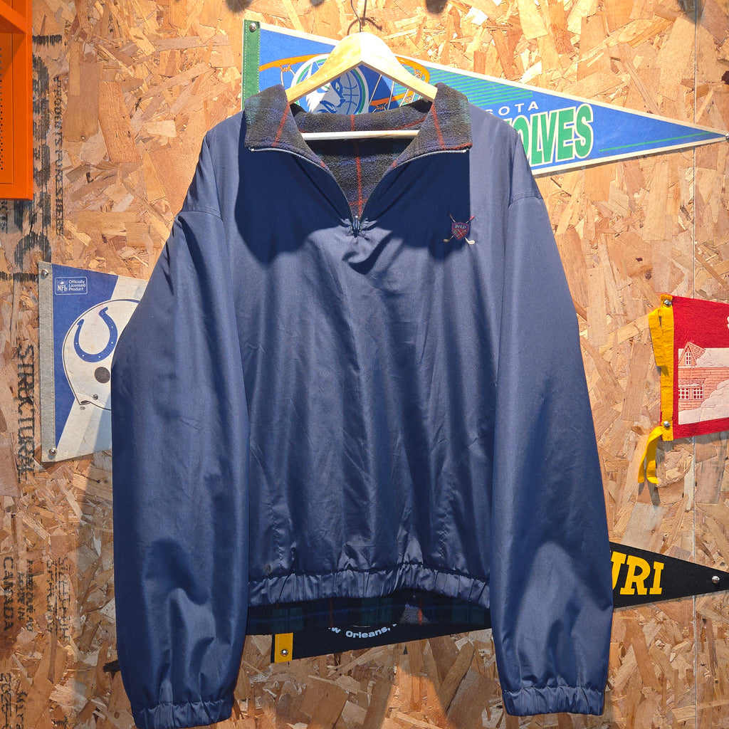 VTG POLO Ralph Lauren GOLF Plaid Reversible Windbreaker & Fleece Jacket: XL