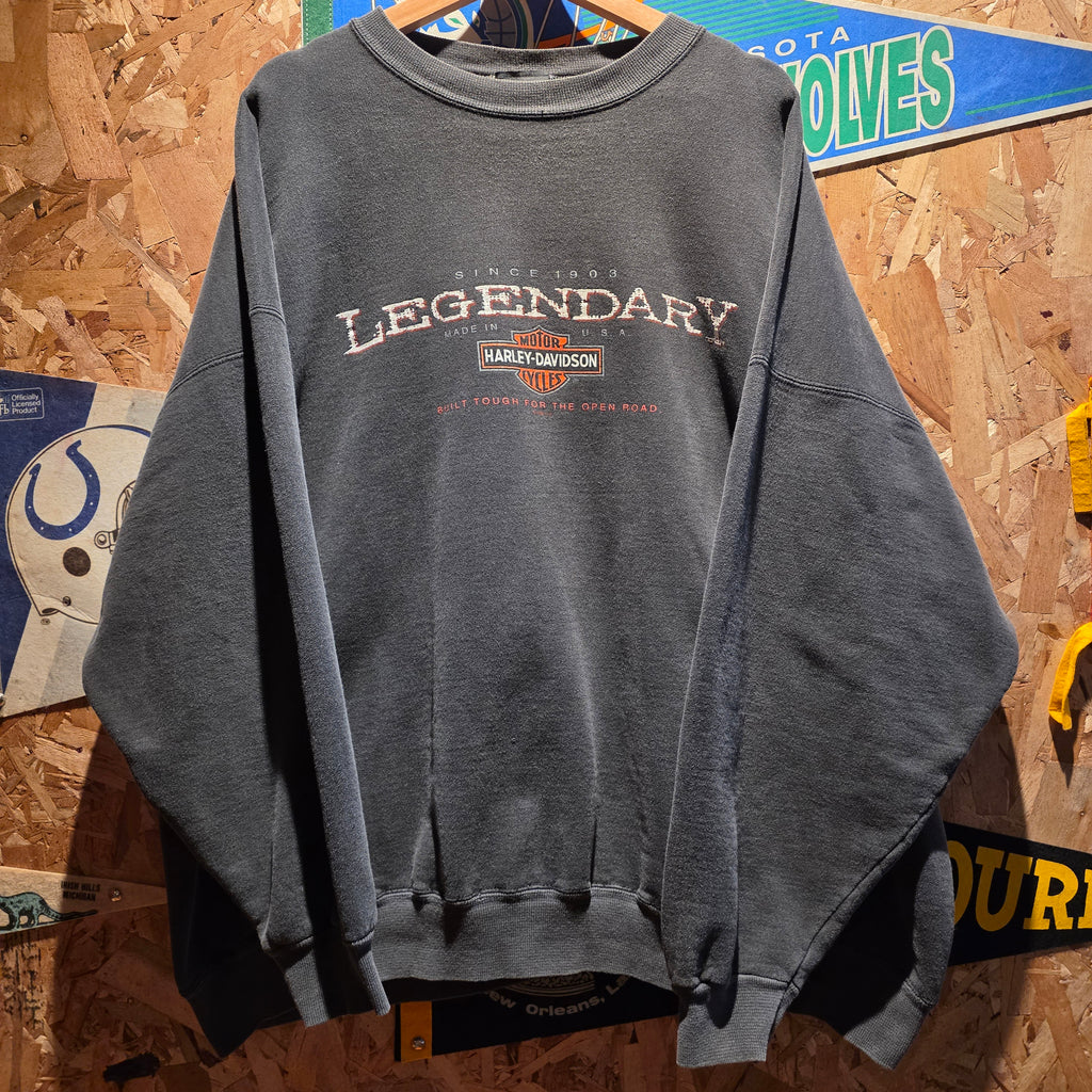 VTG 90's Harley Davidson Black Sweatshirt Buds Evansville: XXL