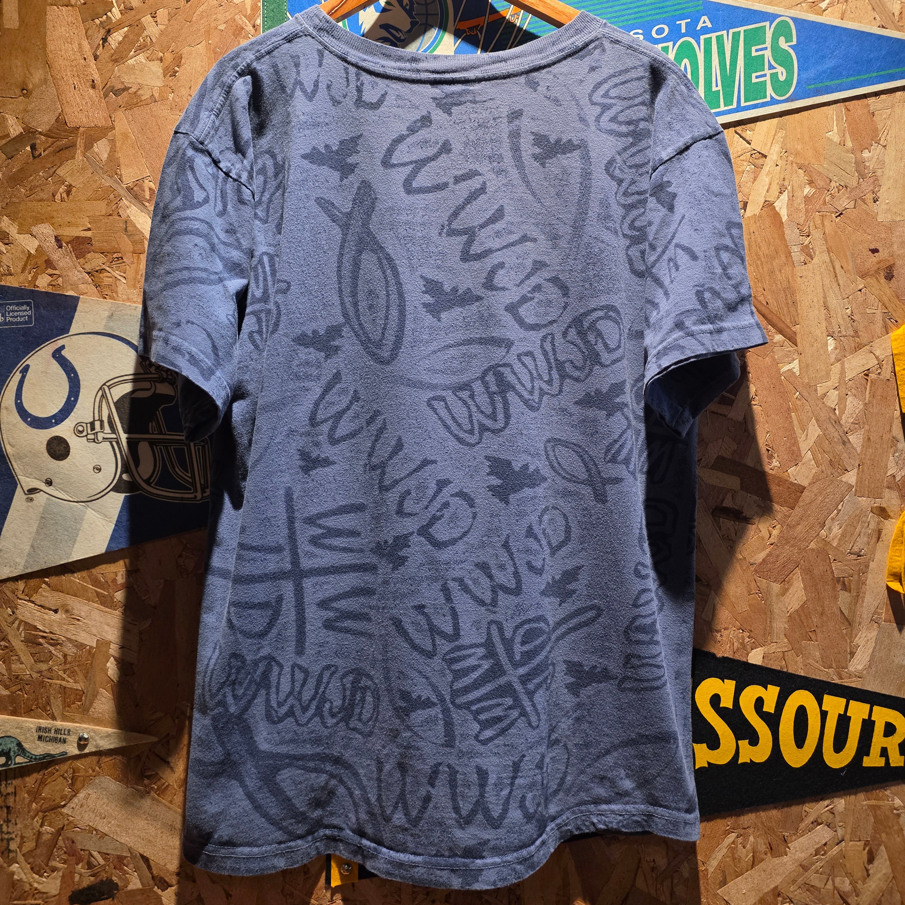 VTG 90's WWJD What Would Jesus Do AOP Fish Graphic T-Shirt: XXL