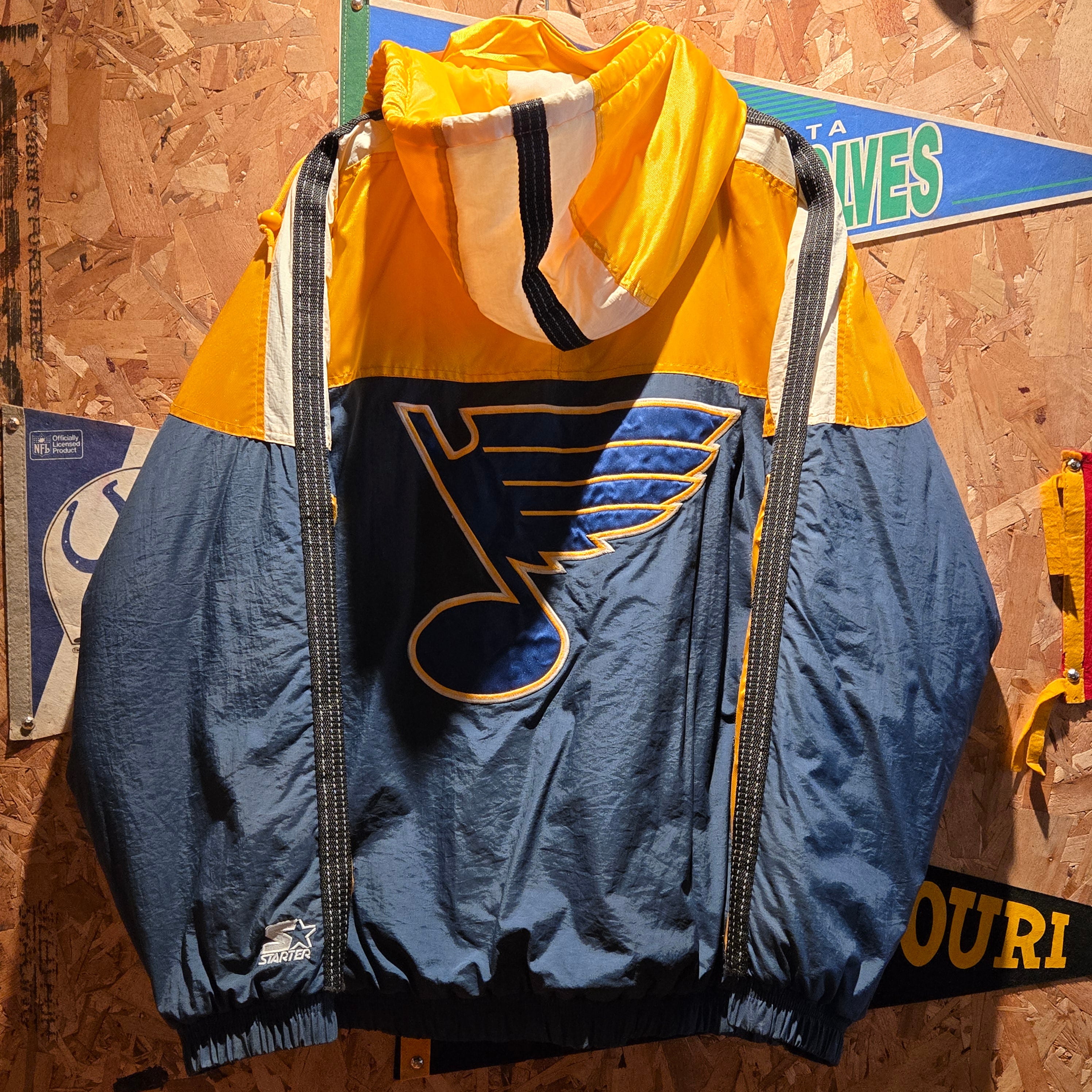 VTG Starter St. Louis Blues NHL Hoodie Puffer Jacket: Large