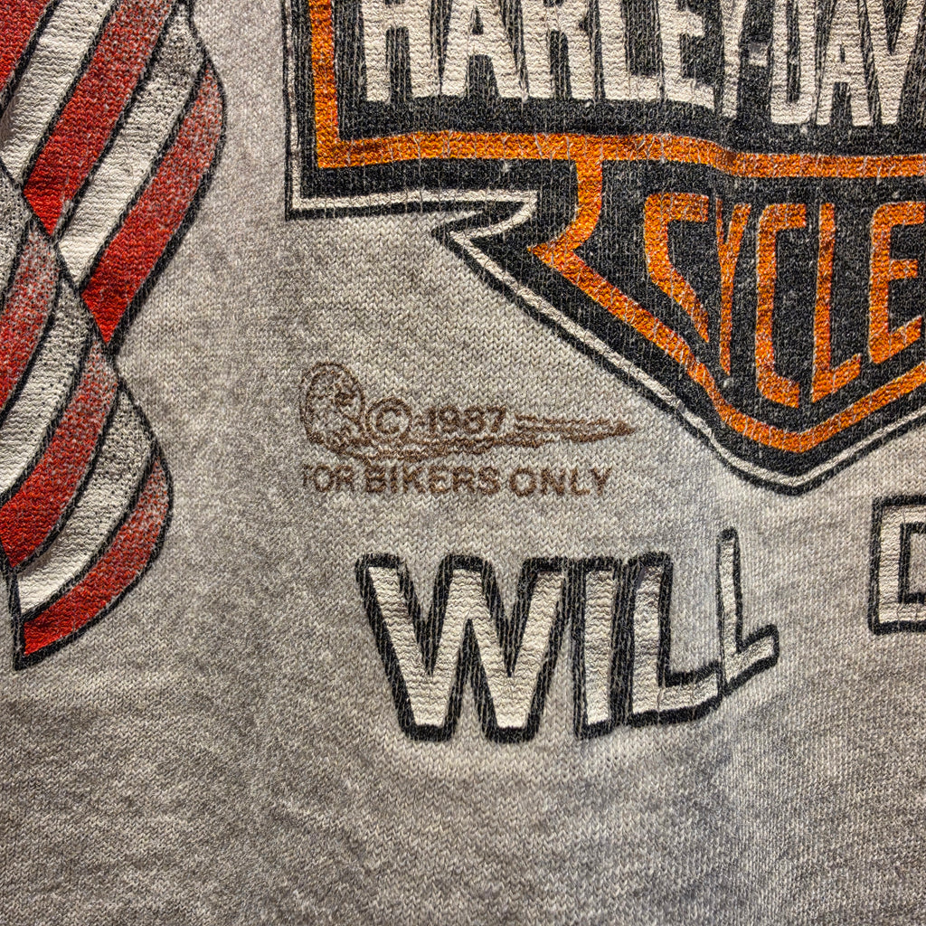 VTG 1987 Harley Davidson Only The Best Will Do White T-Shirt Eagle USA: Large