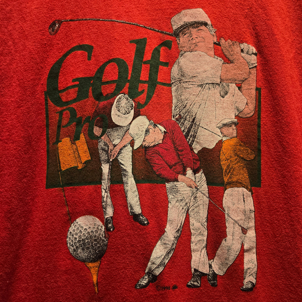 VTG 1990 Golf Pro Red Graphic T-Shirt Single Stich: XL