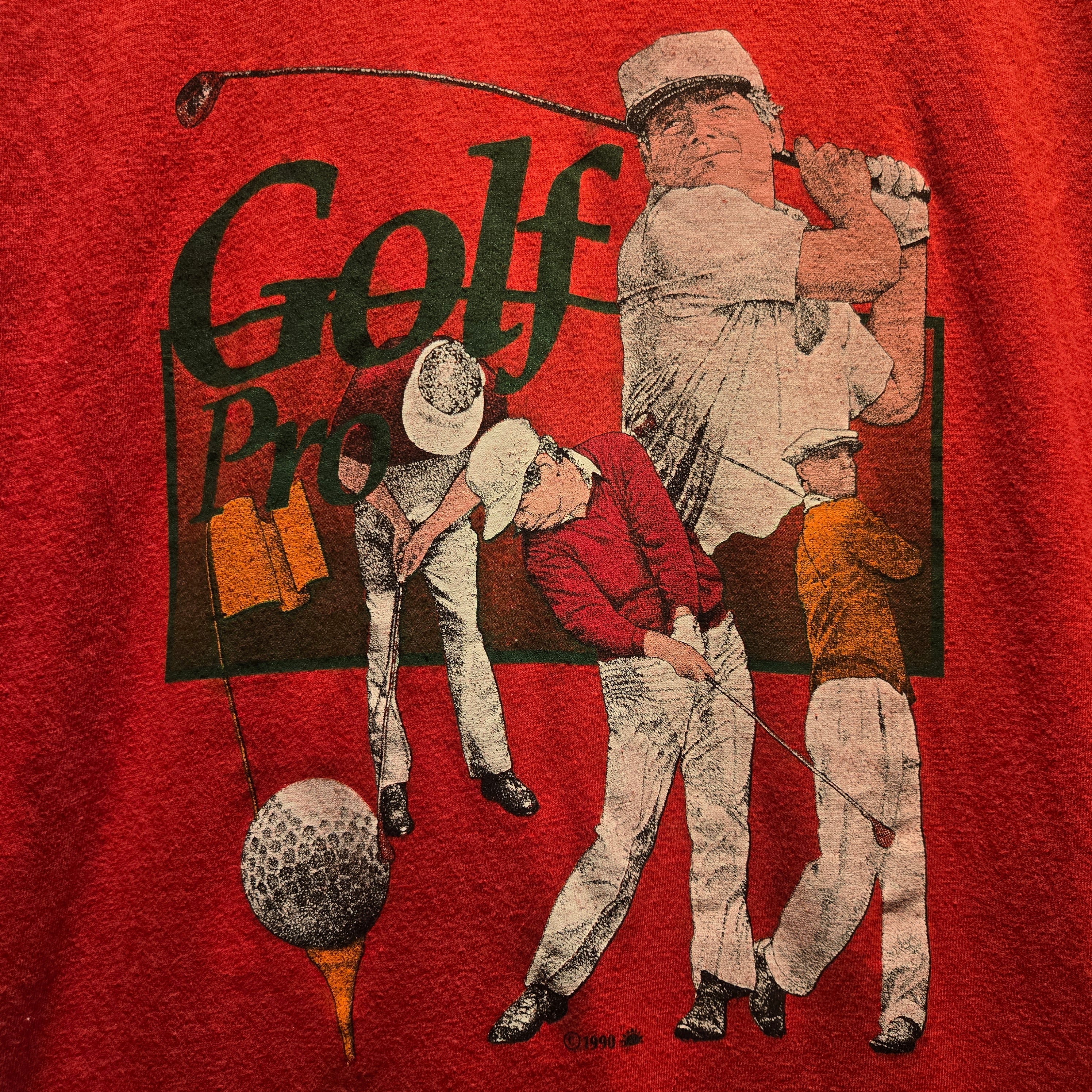VTG 1990 Golf Pro Red Graphic T-Shirt Single Stich: XL