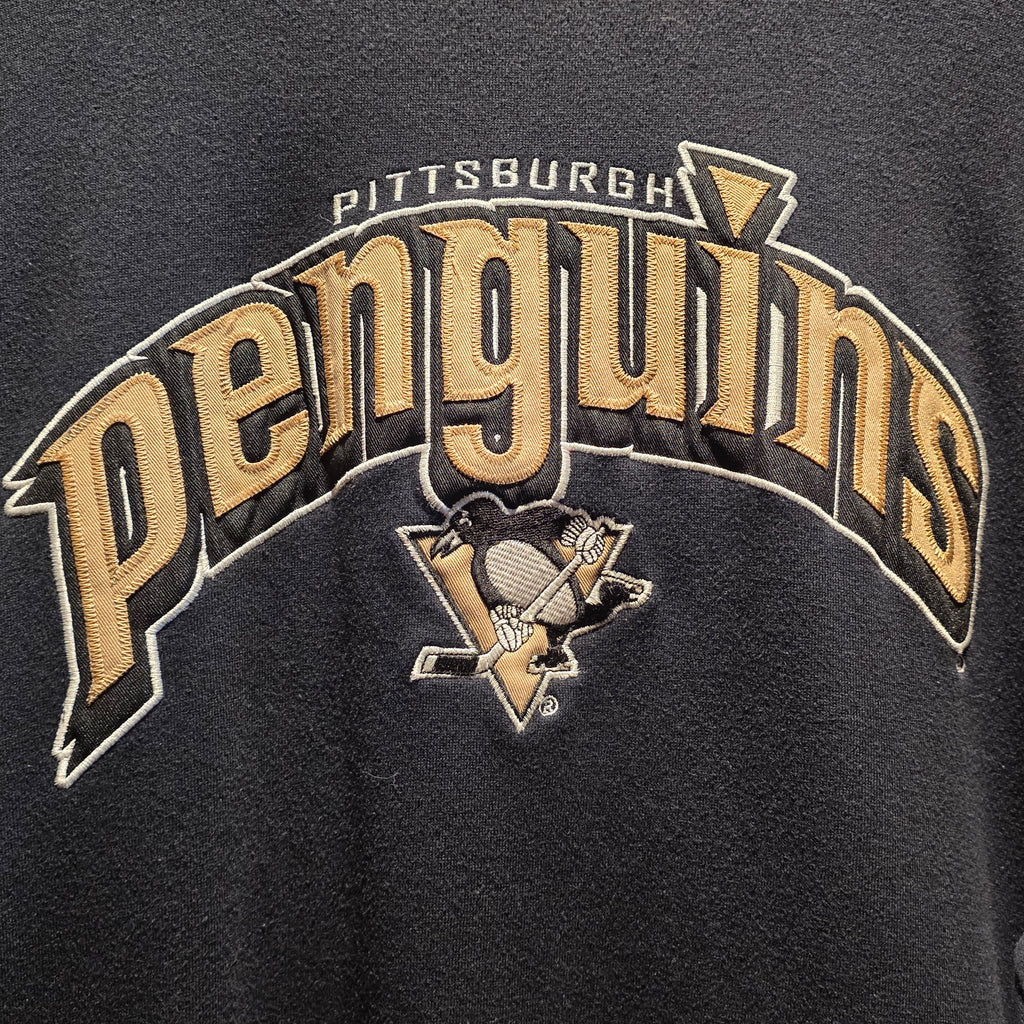 VTG Lee Sport Pittsburgh Penguins NHL Embroidered Black Sweatshirt: Large
