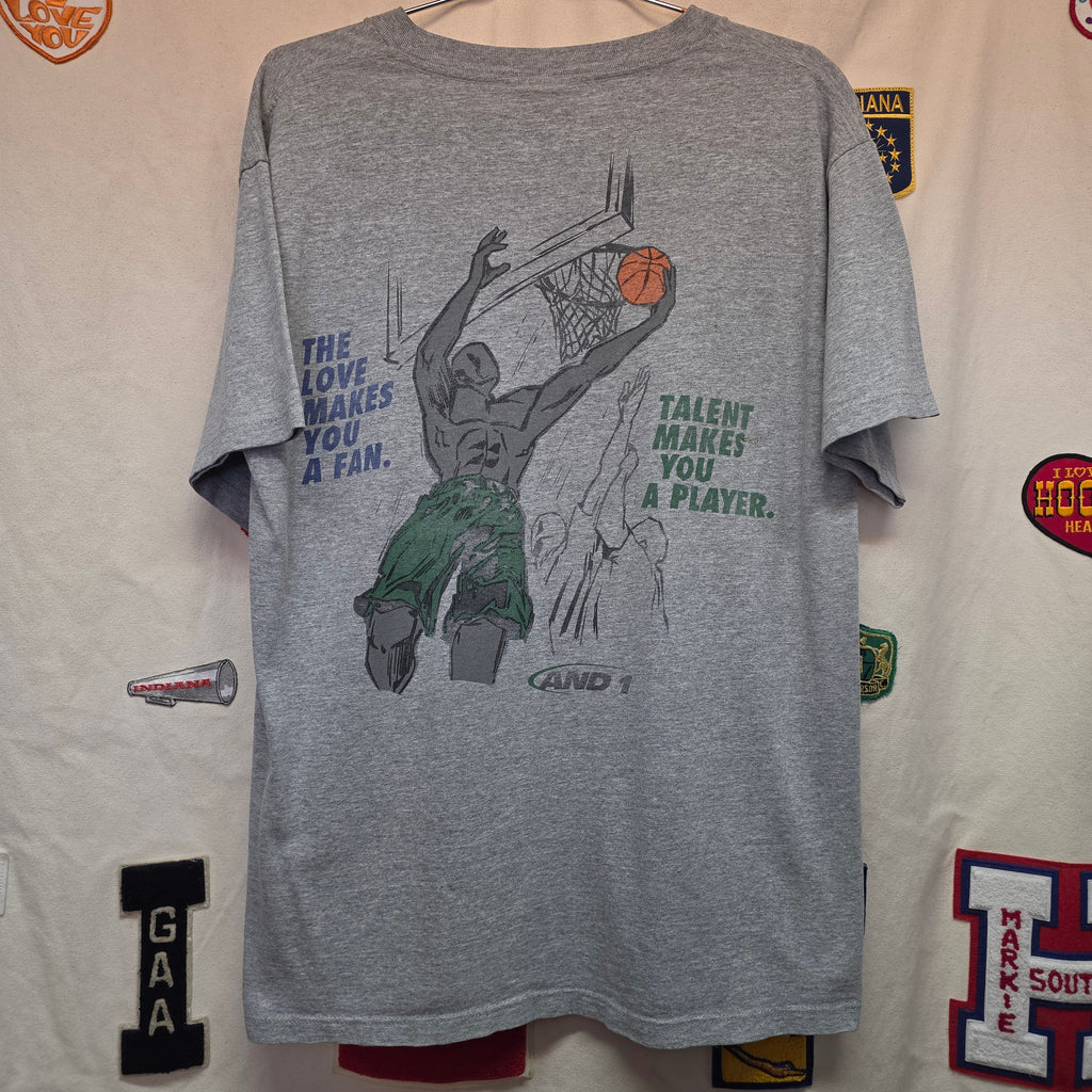 VTG 90's AND 1 Grey Graphic T-Shirt Double-Sided: Large