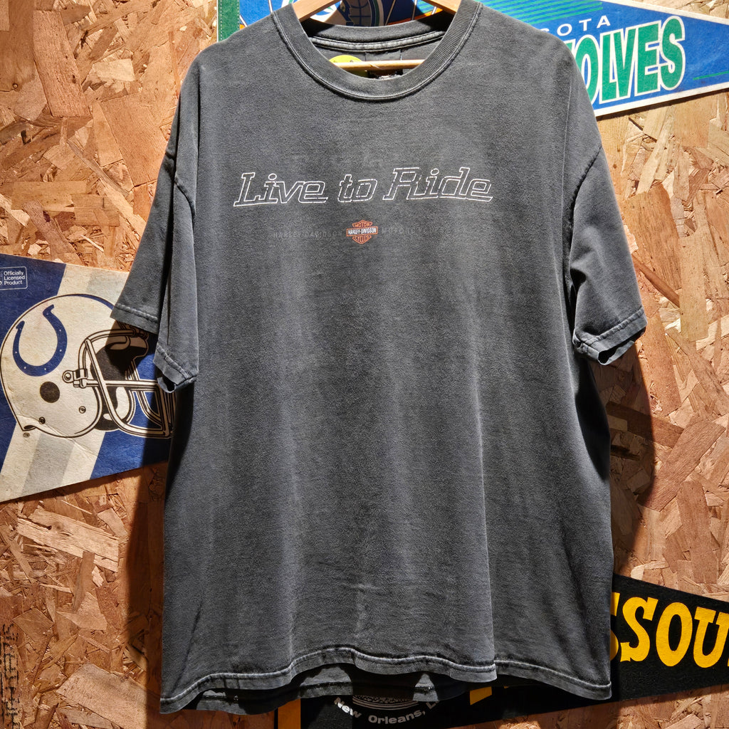 VTG 2001 Harley Davidson Black T-shirt Buds Evansville IN: XL