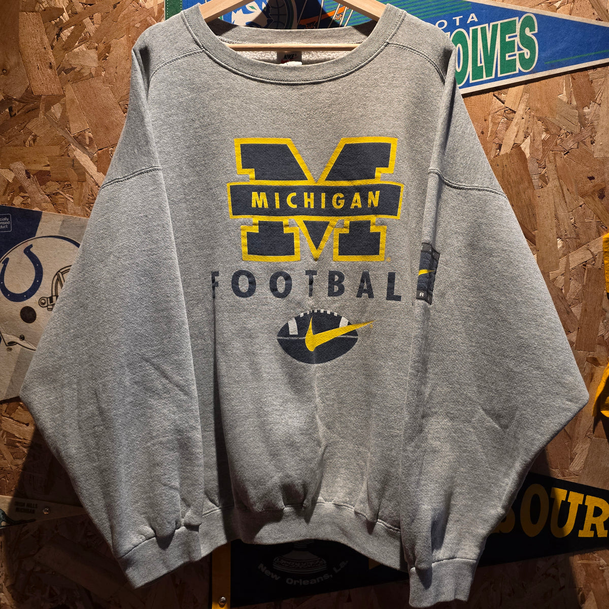 VTG 90's Nike Michigan Wolverines Football Sweatshirt Swoosh: XXL