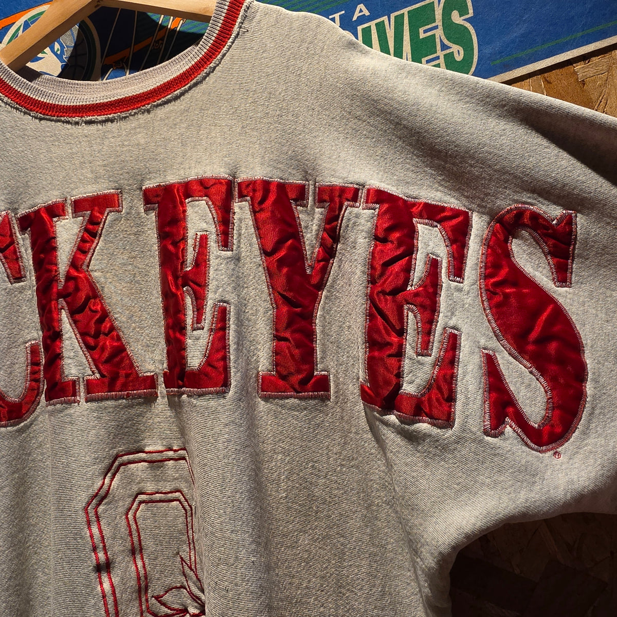 VTG Ohio State Buckeyes Huge Spellout Sweatshirt Grey: XL