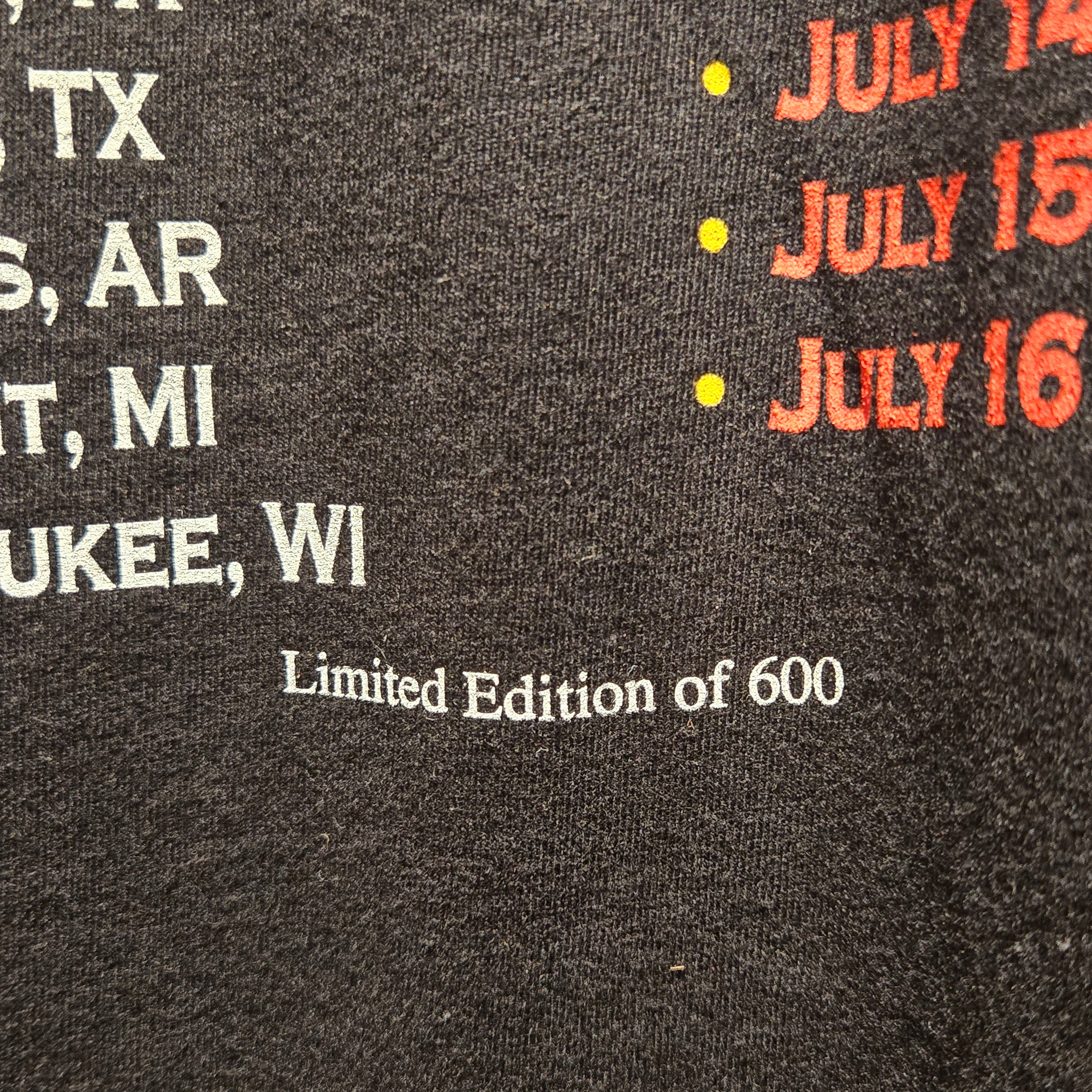 2017 Willie Nelson Summer Tour Black T-Shirt Limited To /600: Large