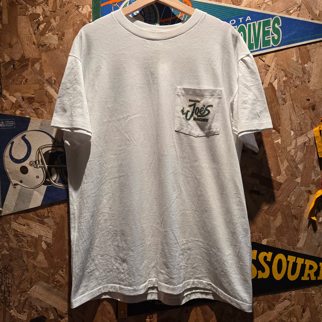 VTG 1994 Camel Smokin Joe's Racing Pocket T-Shirt White Made In USA Single Stitch: XL