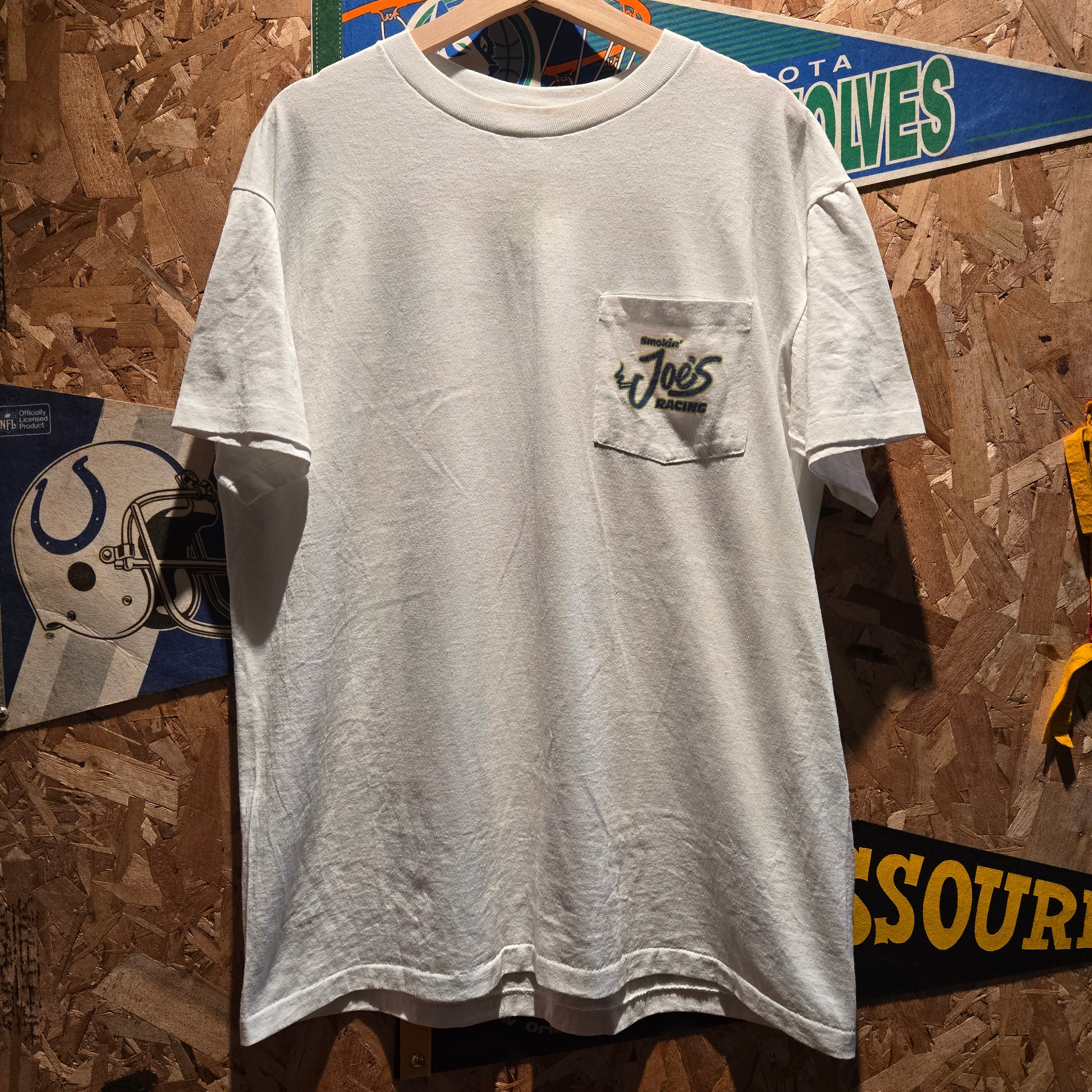 VTG 1994 Camel Smokin Joe's Racing Pocket T-Shirt White Made In USA Single Stitch: XL