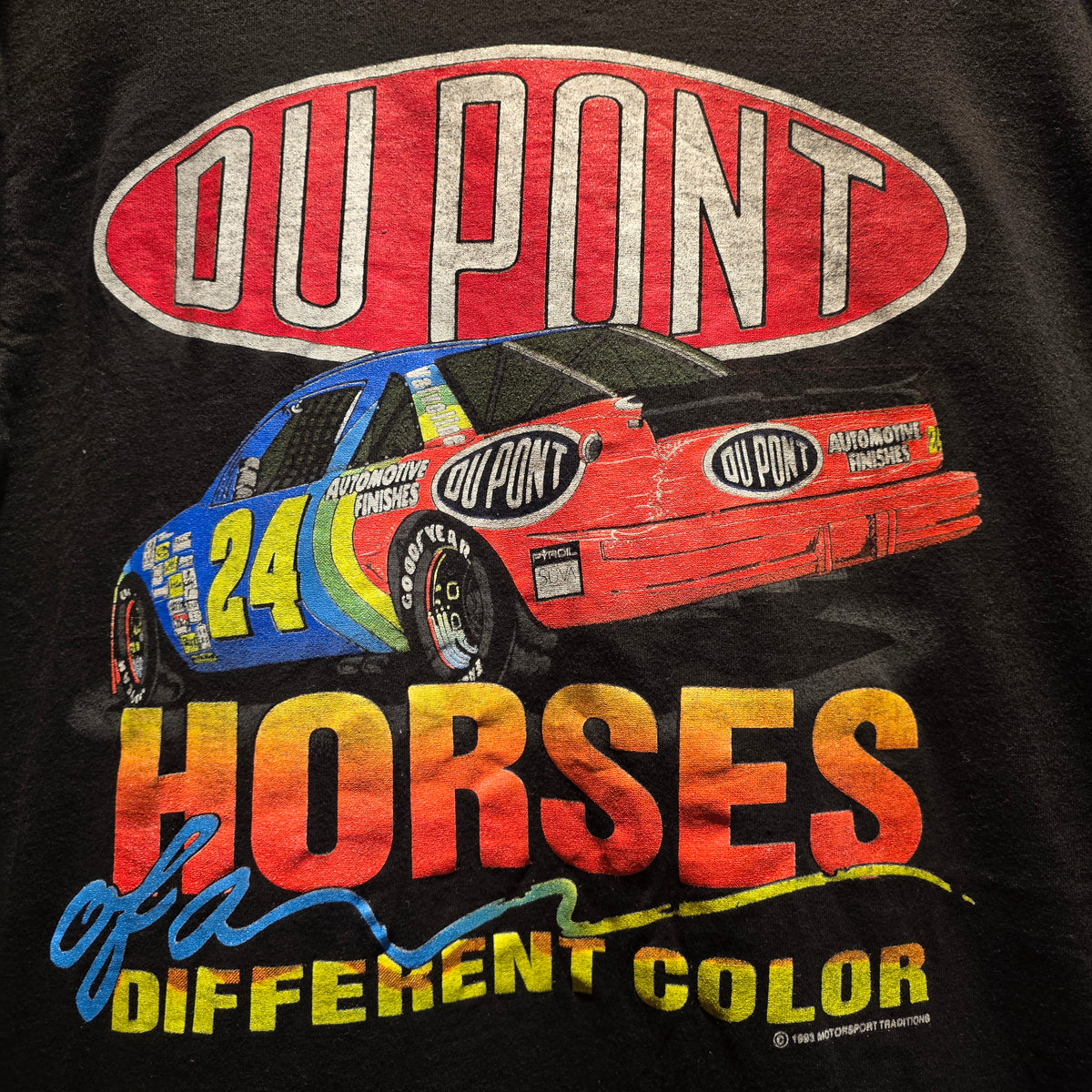 VTG 1993 Jeff Gordon Dupont "Horses Of A Different Color" Black T-Shirt: Large