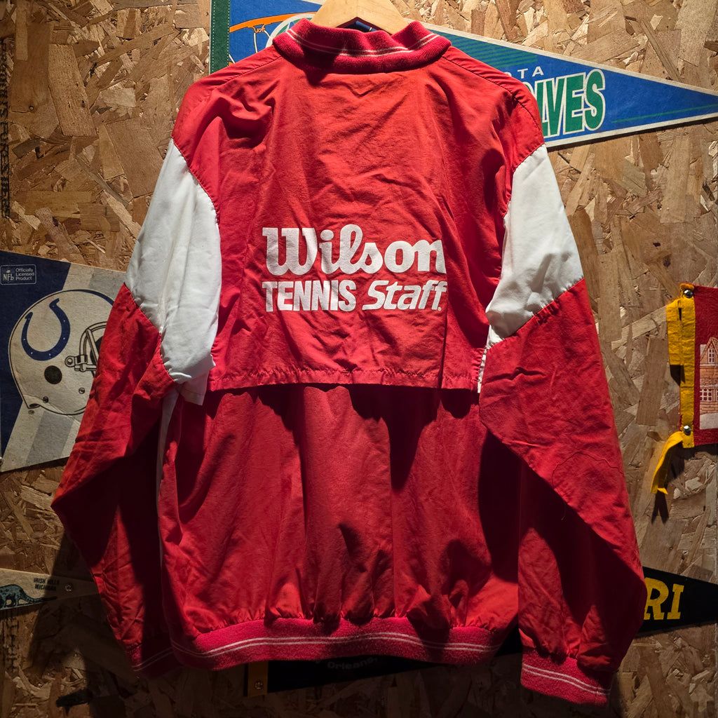 VTG Wilson Tennis Pro Staff Windbreaker Red/White 100% Nylon: XL