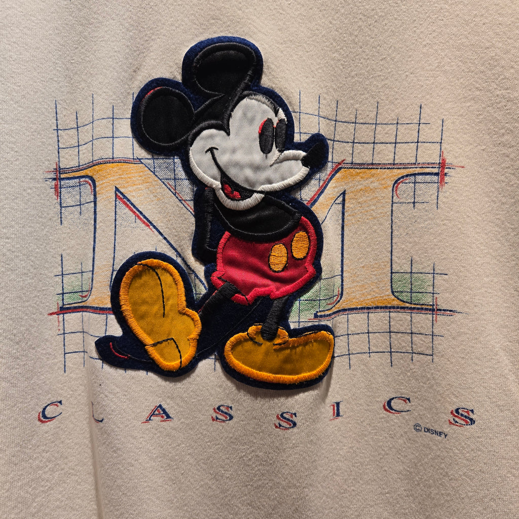 VTG Mickey Mouse Classics Disney White Sweatshirt Embroidered: Medium