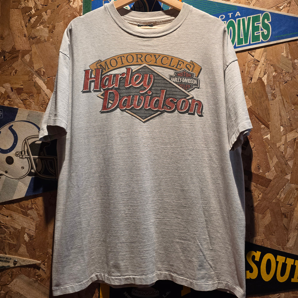 VTG 1993 Harley Davidson Single Stitch Grey Villa Park Illinois T-shirt: XL