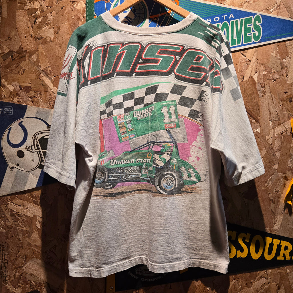 VTG 1998 Steve Kinser AOP Spellout Distressed T-Shirt: XL