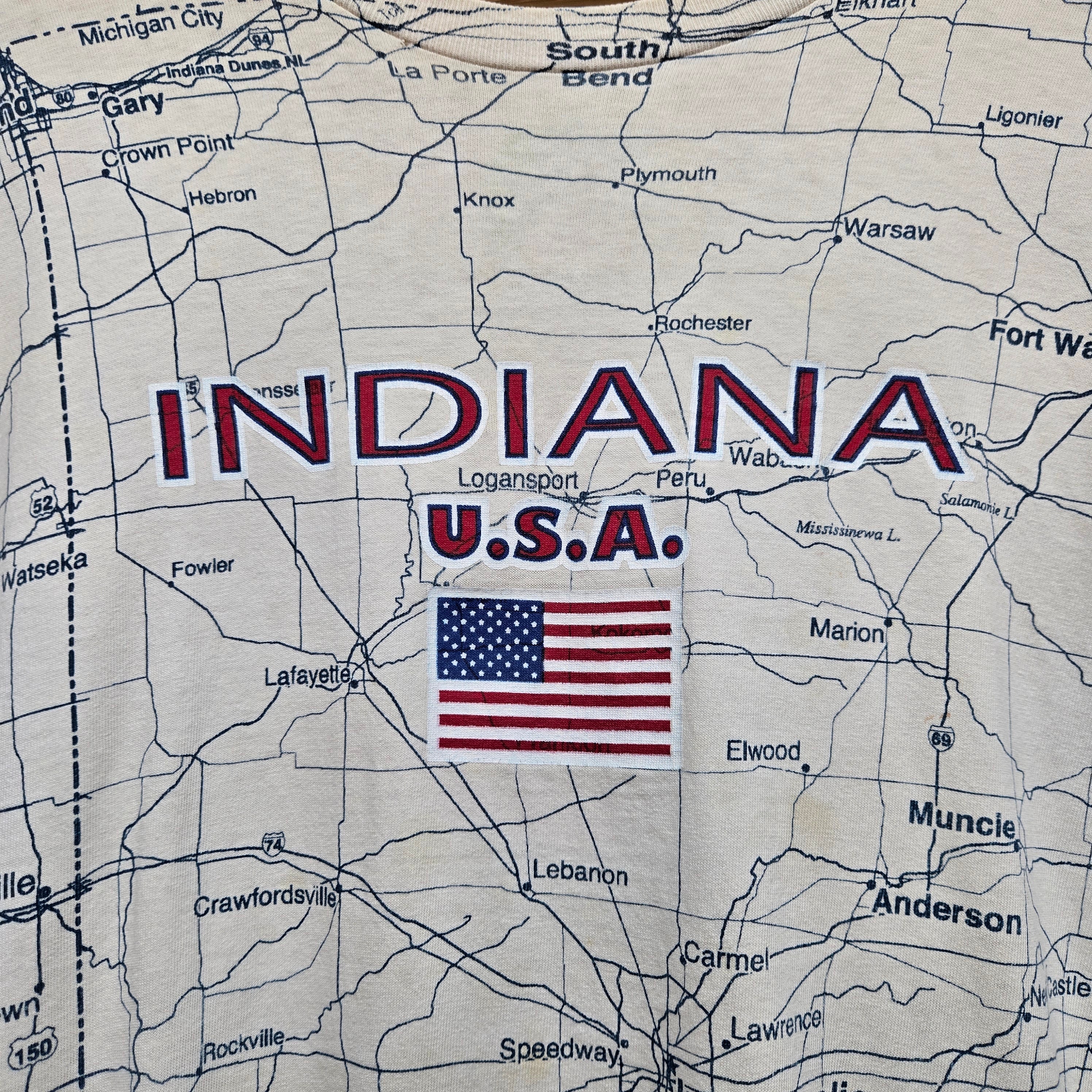 VTG Map AOP Indiana Graphic T-Shirt Tee Jays: XL