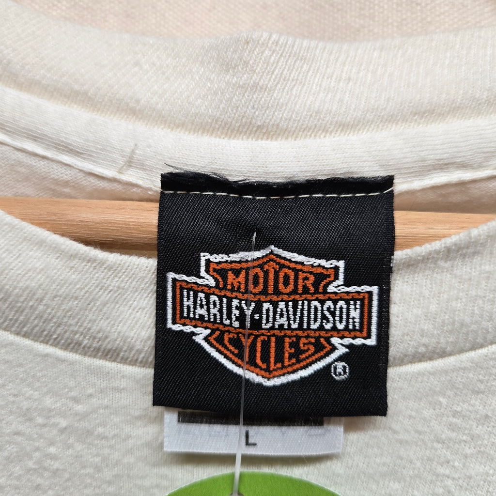 VTG 90's Harley Davidson St. Louis Missouri Arch American Flag Sleeves: Large