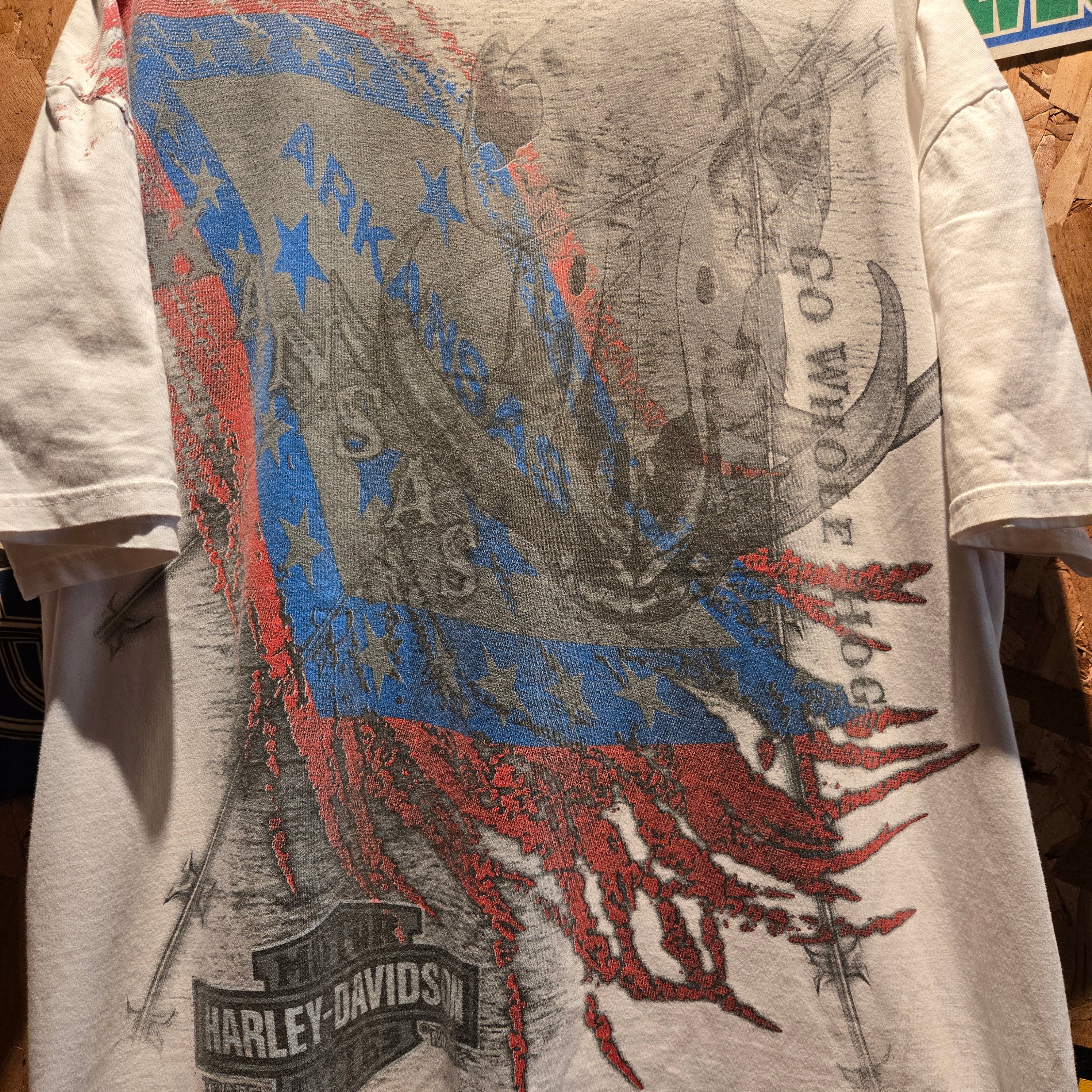 Harley Davidson 2012 Whiskey River Arkansas White Graphic T-Shirt: 2XL