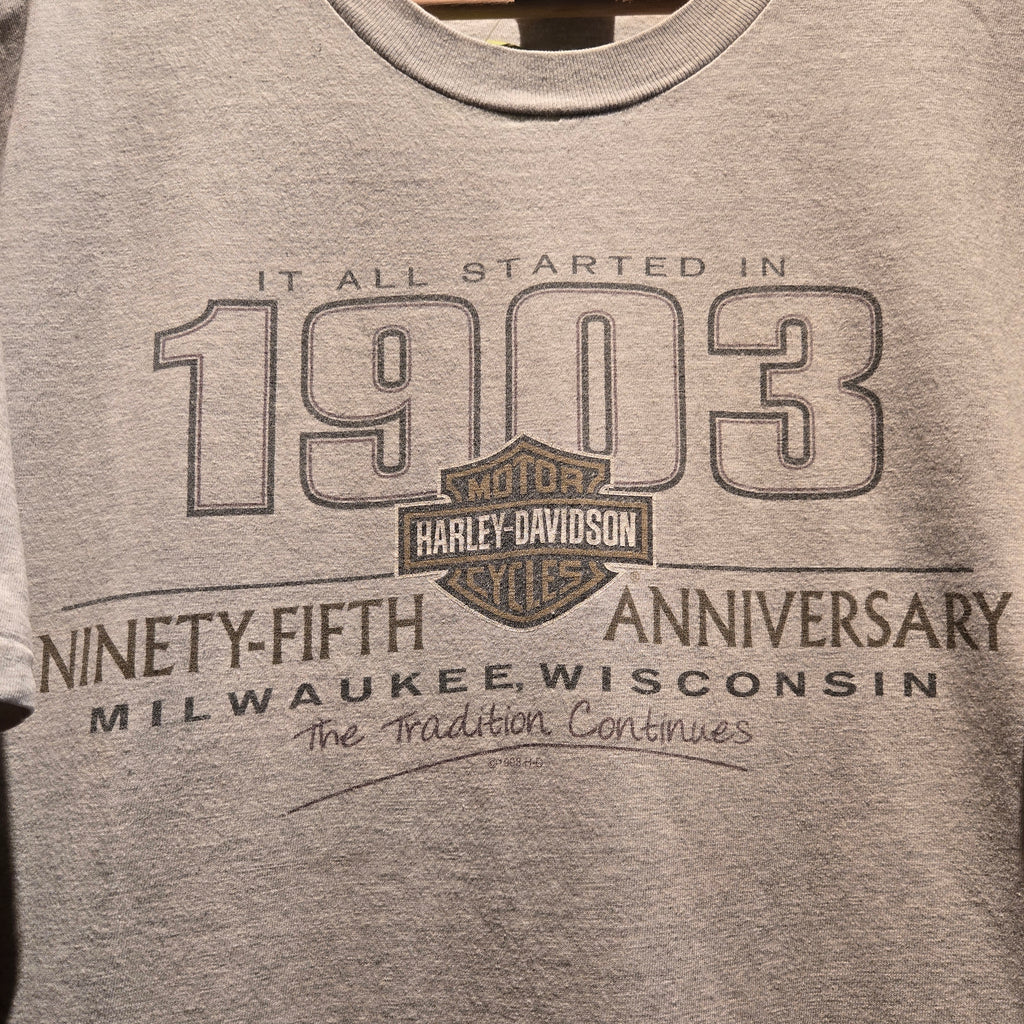 VTG 1998 Harley Davidson 95th Anniversary Gray T-Shirt: XL