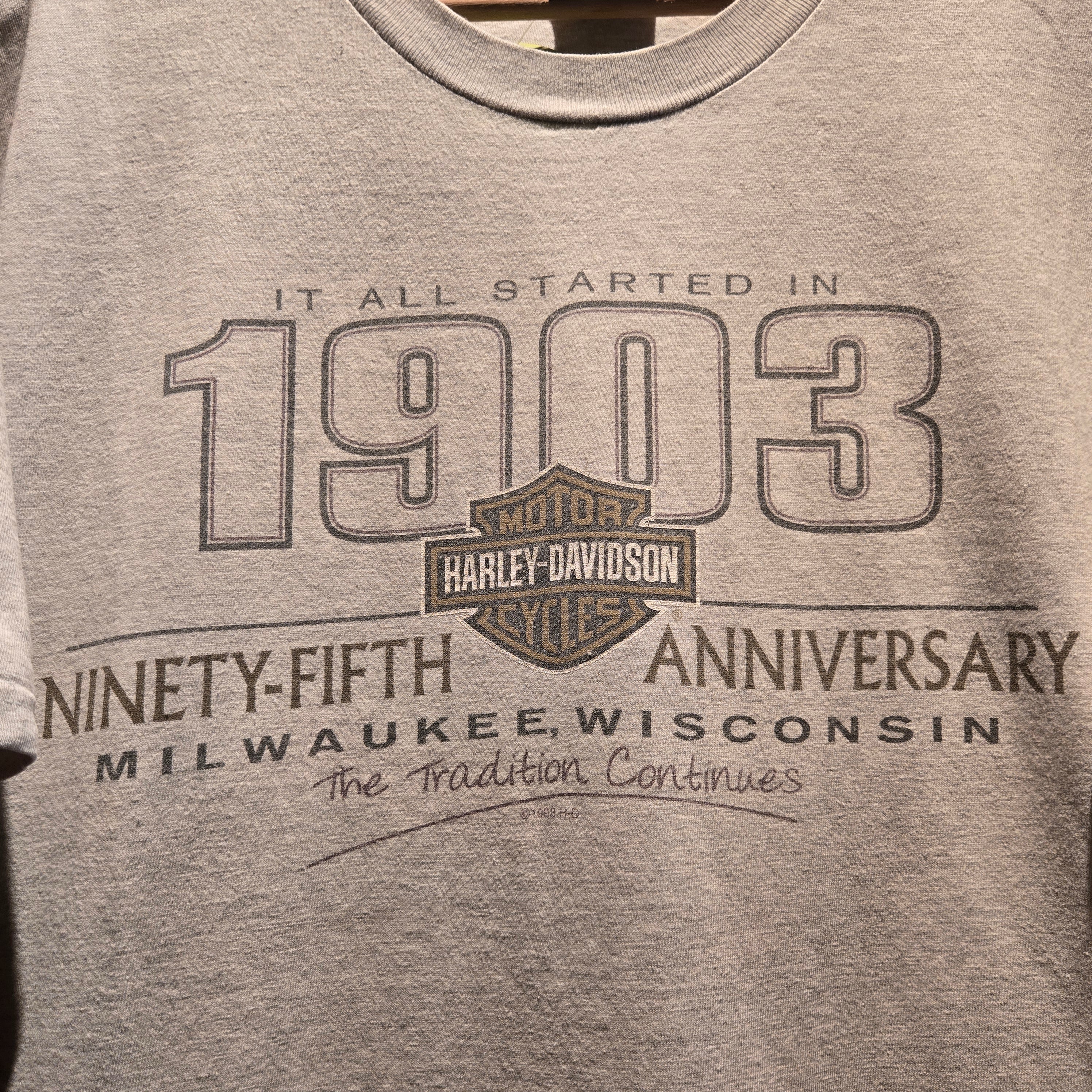 VTG 1998 Harley Davidson 95th Anniversary Gray T-Shirt: XL