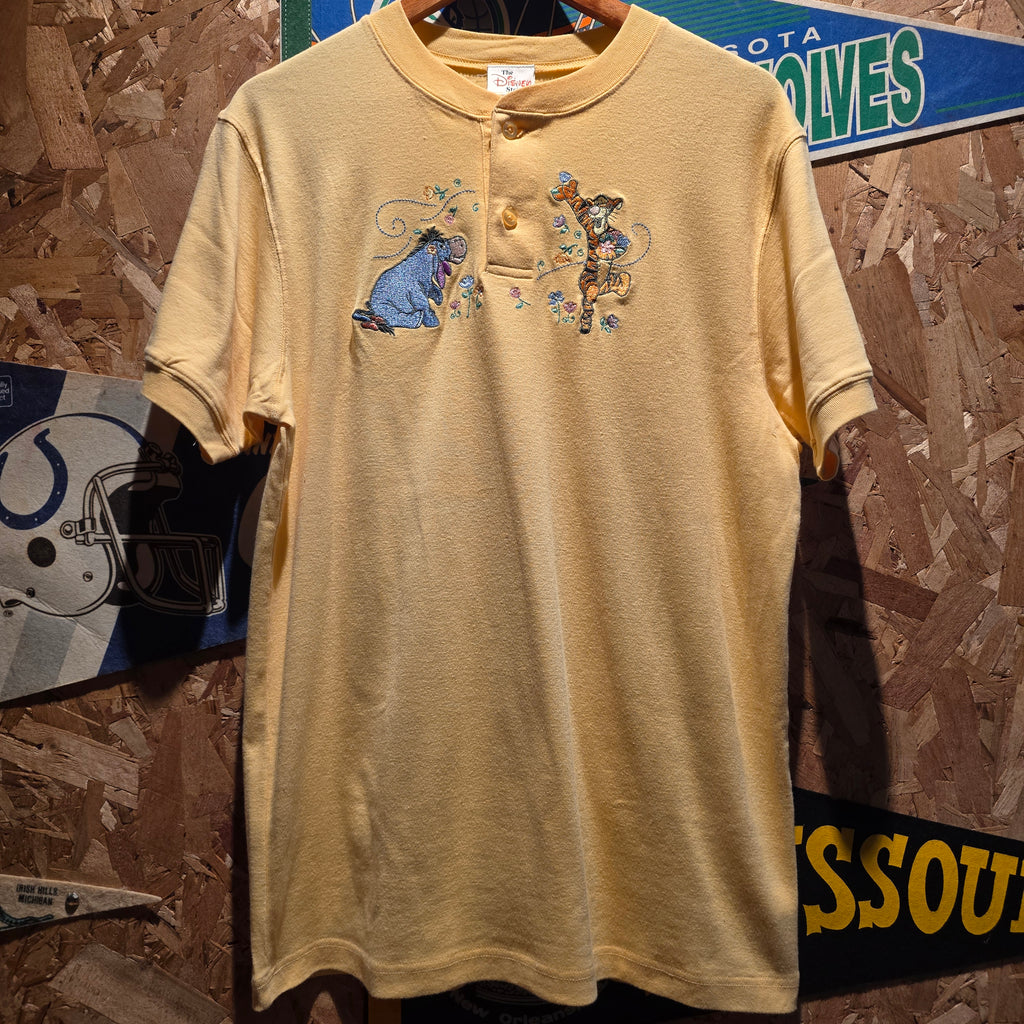 VTG Tiger & Eeyore Disney Store Buttoned T-Shirt Embroidered: Small