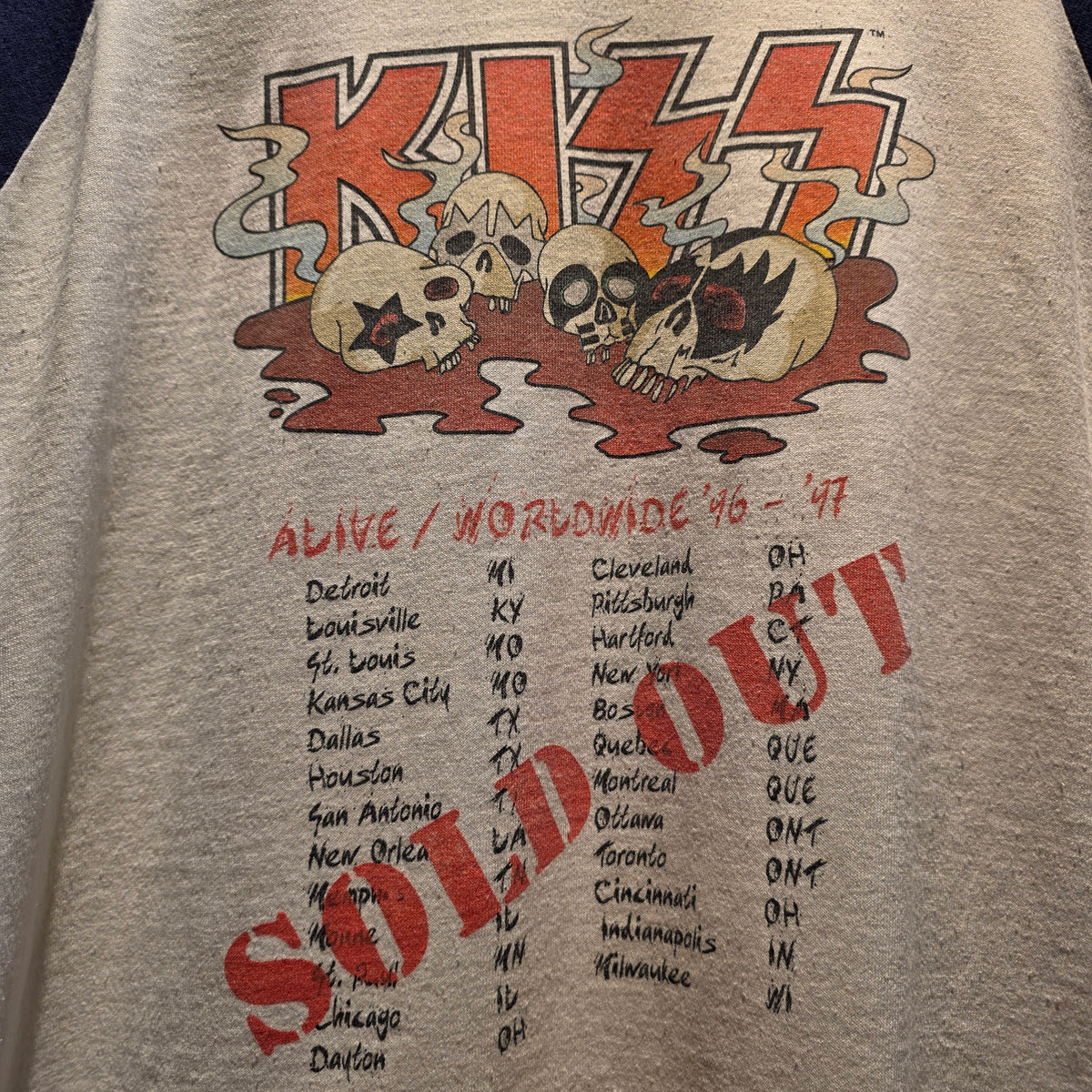VTG RARE Kiss Alive/Worldwide Tour 96’ Shirt Raglan EUC: XL