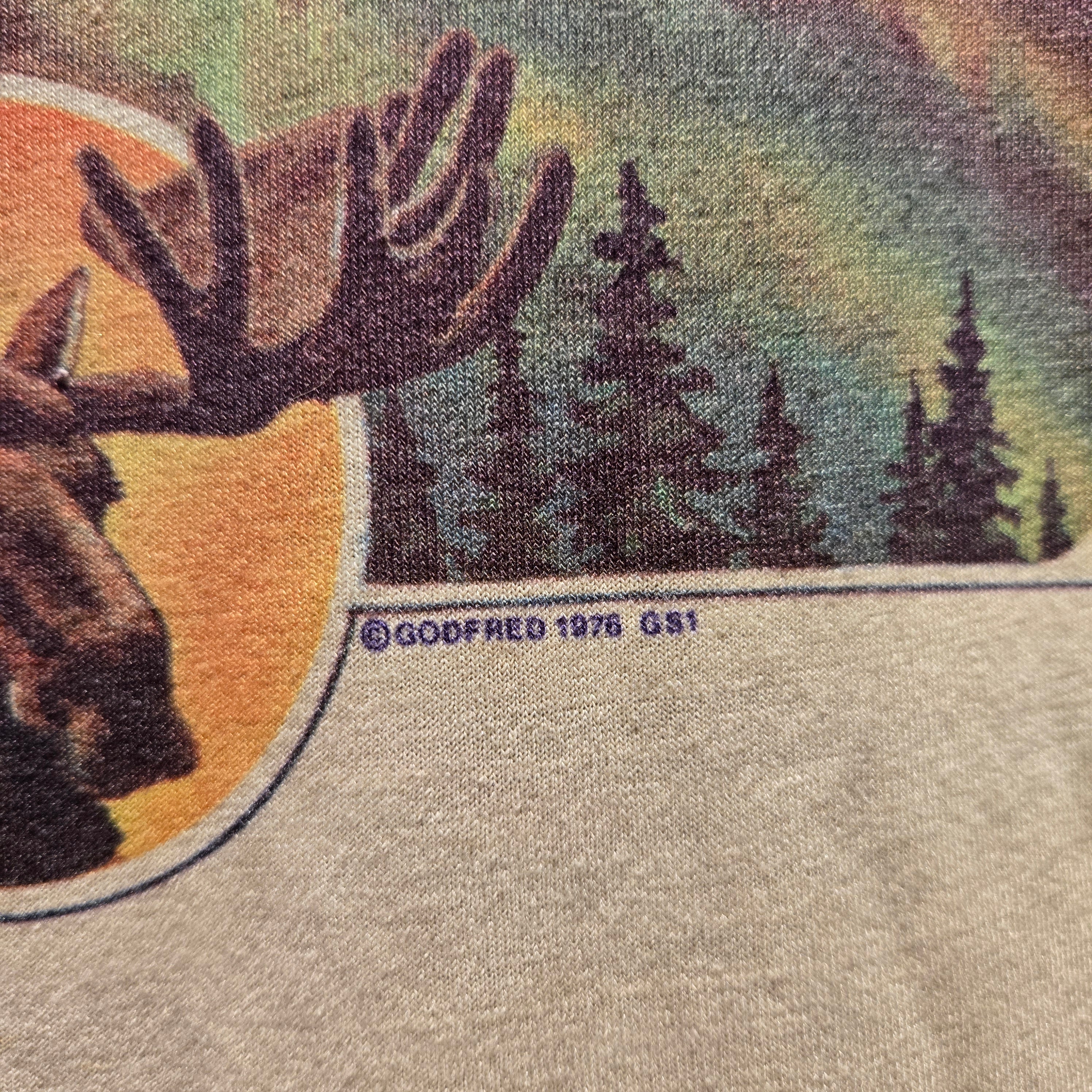 VTG 1976 Alaska Northan Lights Moose Single Stitch T-Shirt: Large