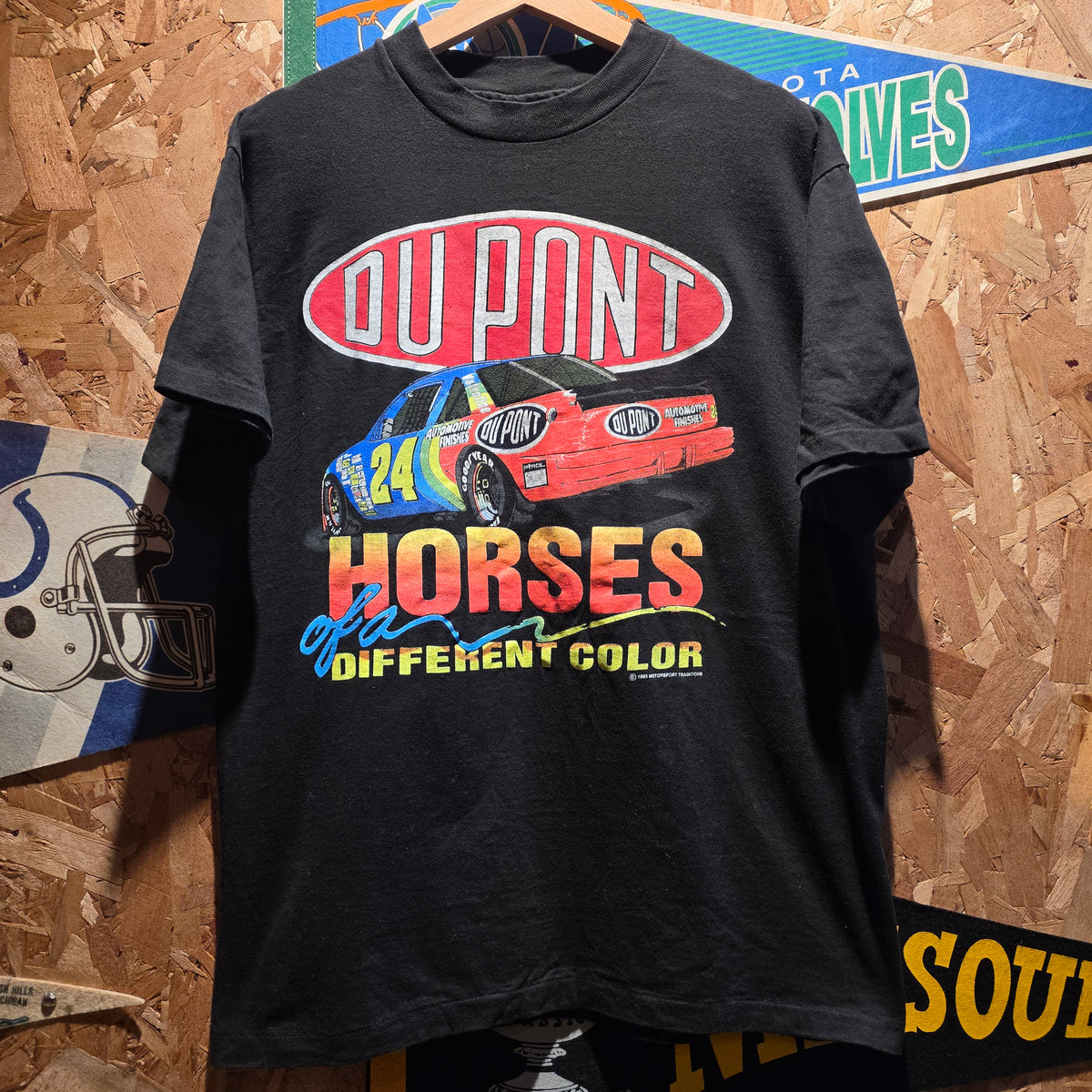 VTG 1993 Jeff Gordon Dupont "Horses Of A Different Color" Black T-Shirt: Large