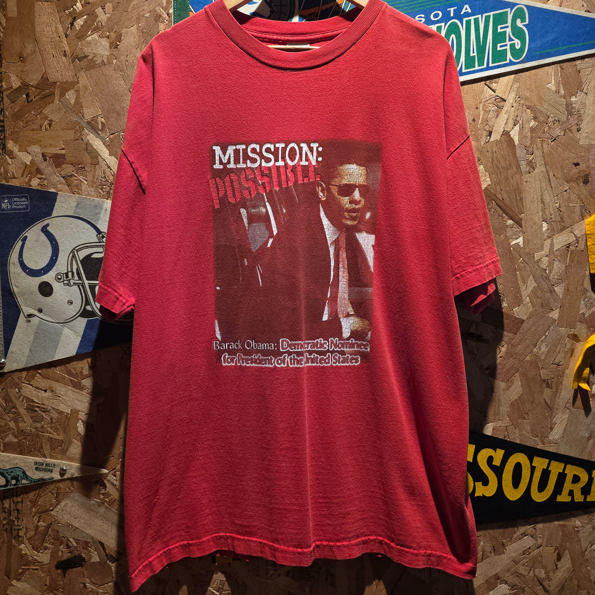VTG Barack Obama For President( Mission Possible) Red T-Shirt: 2XL