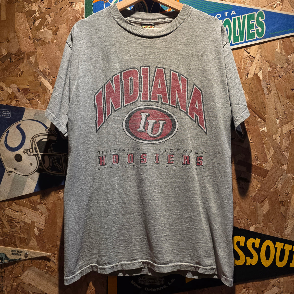VTG Indiana Hoosiers University Grey T-shirt TSI: Large