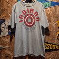 VTG 90's Indiana Hoosiers University Striped Grey T-Shirt: XL