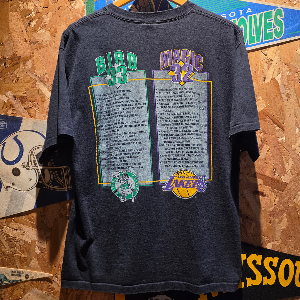 VTG Salem Larry Bird Magic Johnson Black T-Shirt Together At Last: Large